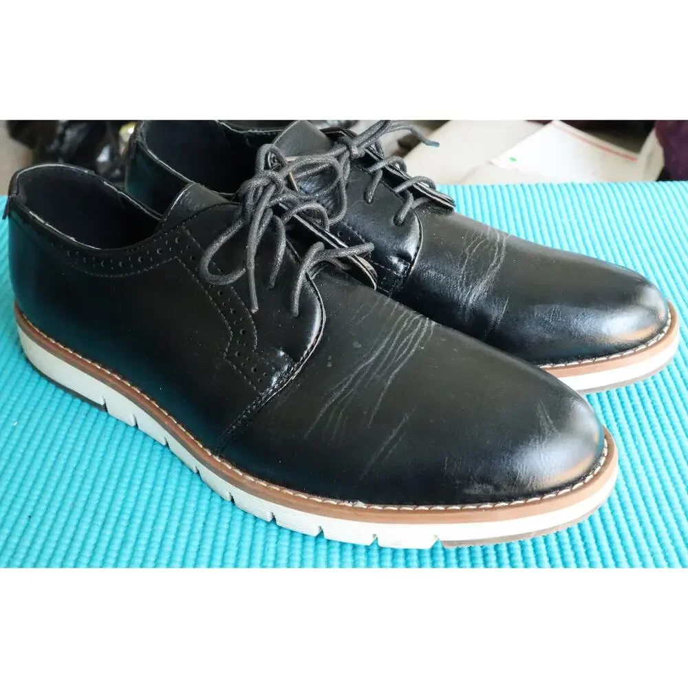Tahari Black Leather Sneaker Dress Shoe Oxfords Lace Up Mens 10 Work Casual
